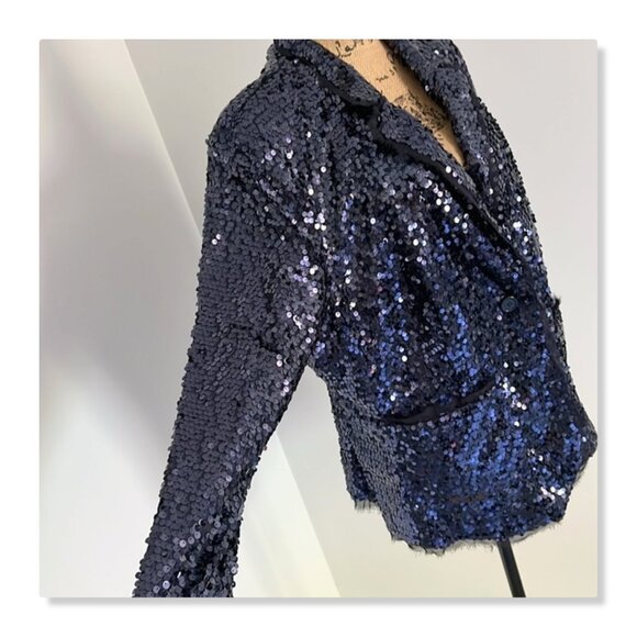 Joan Rivers Touch of Sparkle Sequin Blazer Midnight Blue Sz 1X - Picture 4 of 14